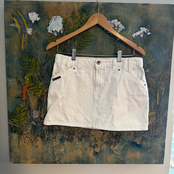 Y2K Dolce & Gabbana (D&G) White Denim Mini Skirt size small, made in Italy - Picture 1 of 7
